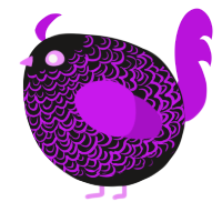 A sable and amethyst chicken with a double-lace pattern