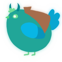 A turquoise and cerulean chicken
