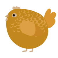 A ochre and orange chicken with a half-lace pattern