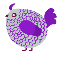 A silver and violet chicken with a lace pattern