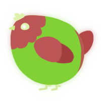 A grass and red chicken with a head pattern