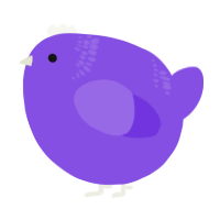 A blurple chicken with a neck-band pattern