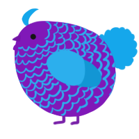 A violet and sky chicken with a lace pattern