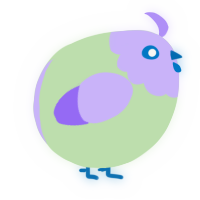 A gluppy and lilac chicken with a head pattern