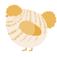 A cream and honey chicken with a bar pattern