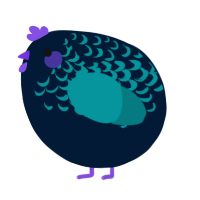 A tumblr and teal chicken with a half-lace pattern