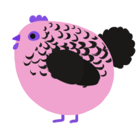 A pink and sable chicken with a half-lace pattern