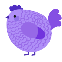 A lilac and blurple chicken with a lace pattern
