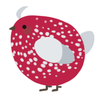 A crimson and mist chicken with a speckle pattern