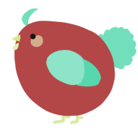 A red and mint chicken
