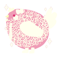 A orchid and white chicken with a double-lace pattern