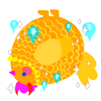 A ochre and honey chicken with a lace pattern