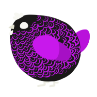 A sable and amethyst chicken with a double-lace pattern