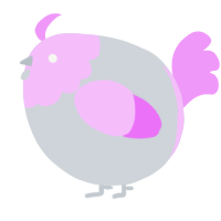 A mist and lavender chicken with a head pattern