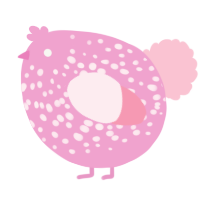 A pink and rose chicken with a speckle pattern