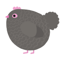 A grey chicken with a lace pattern
