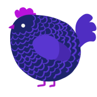 A navy and indigo chicken with a lace pattern