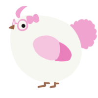 A white and pink chicken