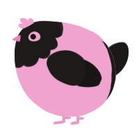 A pink and sable chicken with a head pattern