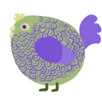 A overcast and chartreuse chicken with a double-lace pattern