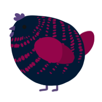 A tumblr and maroon chicken with a bar pattern