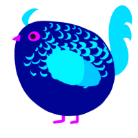 A navy and cerulean chicken with a half-lace pattern