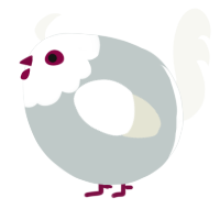 A silver and white chicken with a head pattern