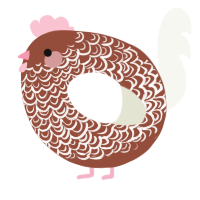 A russet and white chicken with a double-lace pattern