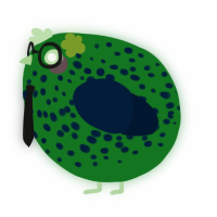A leaf and tumblr chicken with a speckle pattern