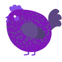 A violet and overcast chicken with a speckle pattern