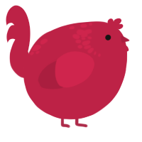 A crimson chicken with a neck-speckle pattern