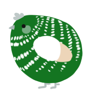 A leaf and cream chicken with a bar pattern