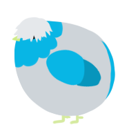 A mist and cerulean chicken with a head pattern