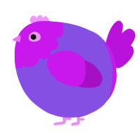 A blurple and amethyst chicken with a head pattern