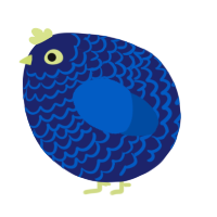 A navy and ultramarine chicken with a lace pattern
