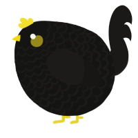 A black and sable chicken with a lace pattern