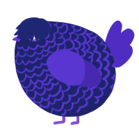 A navy and indigo chicken with a lace pattern
