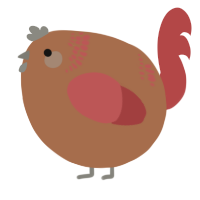A brown and red chicken with a neck-band pattern