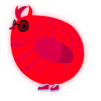 A crimson and maroon chicken with a bar pattern