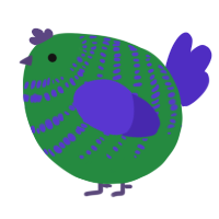 A viridian and indigo chicken with a bar pattern
