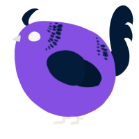 A blurple and tumblr chicken with a neck-band pattern