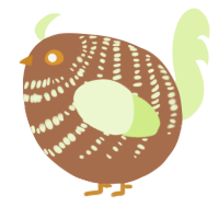 A brown and apple chicken with a bar pattern