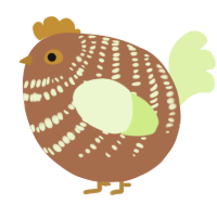 A brown and apple chicken with a bar pattern
