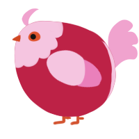 A crimson and pink chicken with a head pattern