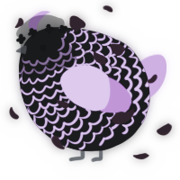 A sable and orchid chicken with a lace pattern