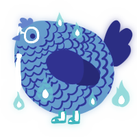 A sapphire and navy chicken with a lace pattern