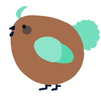 A brown and mint chicken