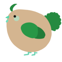 A beige and viridian chicken