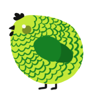 A lime and leaf chicken with a lace pattern