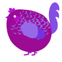 A plum and blurple chicken with a half-lace pattern